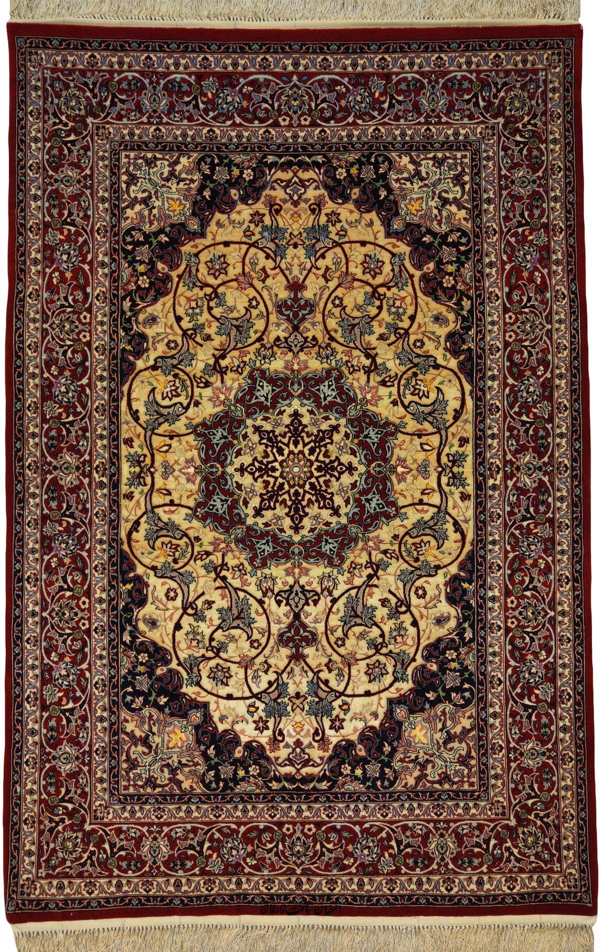 Persian Isfahan Rug | 4' 1" X 6' 2" | Red & White Colours | Urban Production