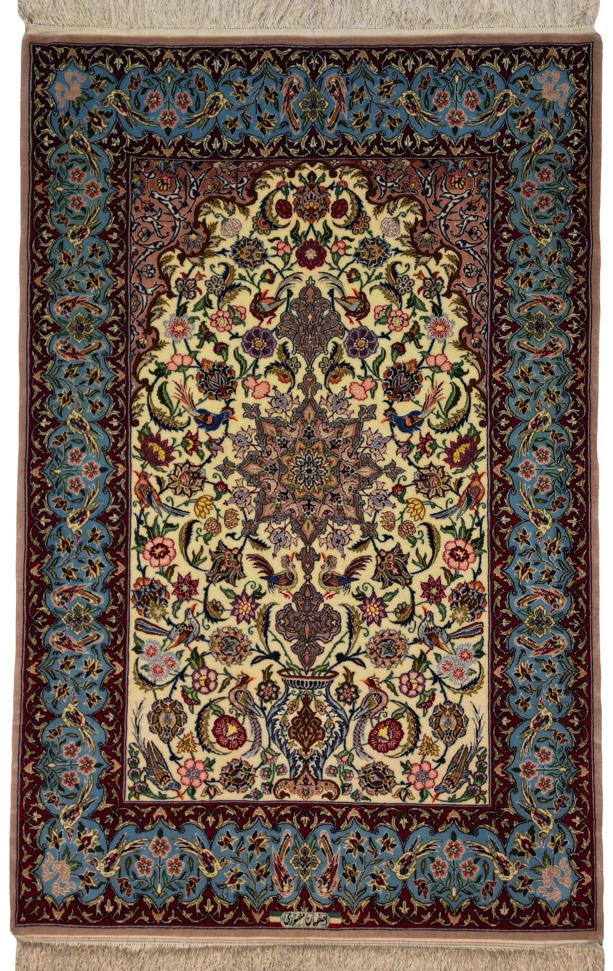 Persian Isfahan Rug | 3' 8" X 5' 8" | Ivory & Blue Colours | Urban Production