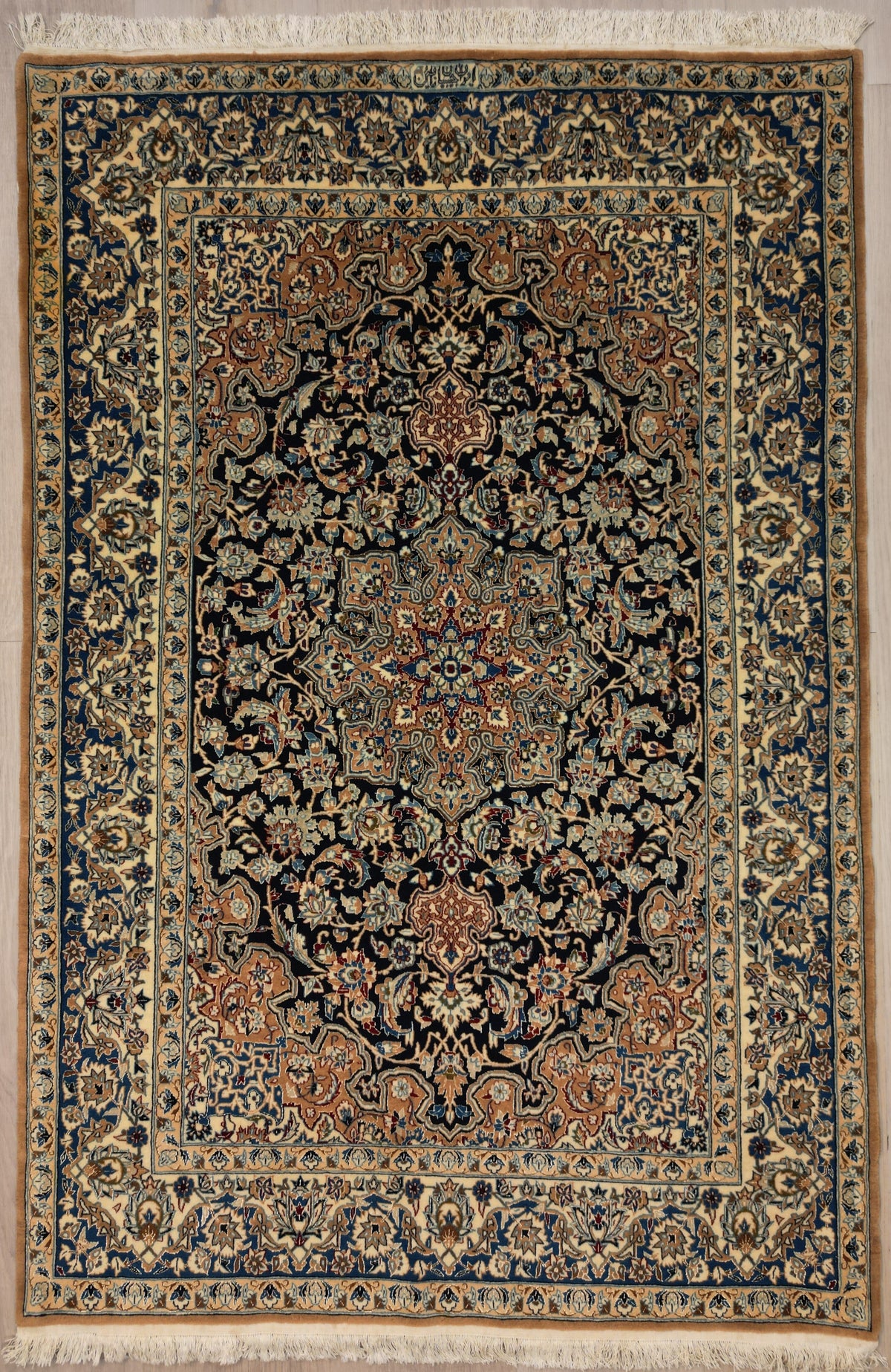 Persian Nain Rug | 3' 5" X 5' 8" | Blue & White Colours | Urban Production