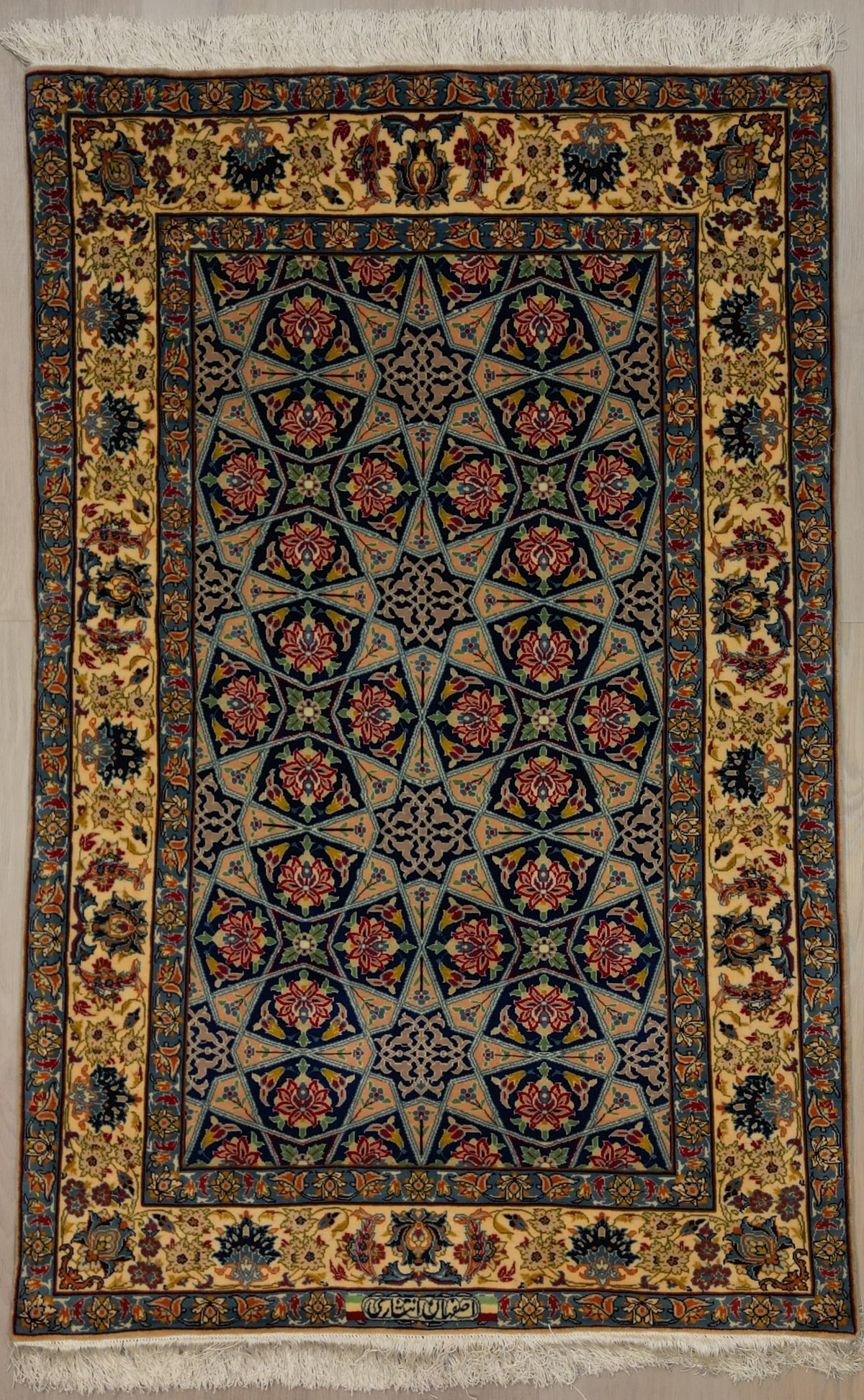 Persian Isfahan Rug | 3' 4" X 5' 3" | Blue & Ivory Colours | Urban Production