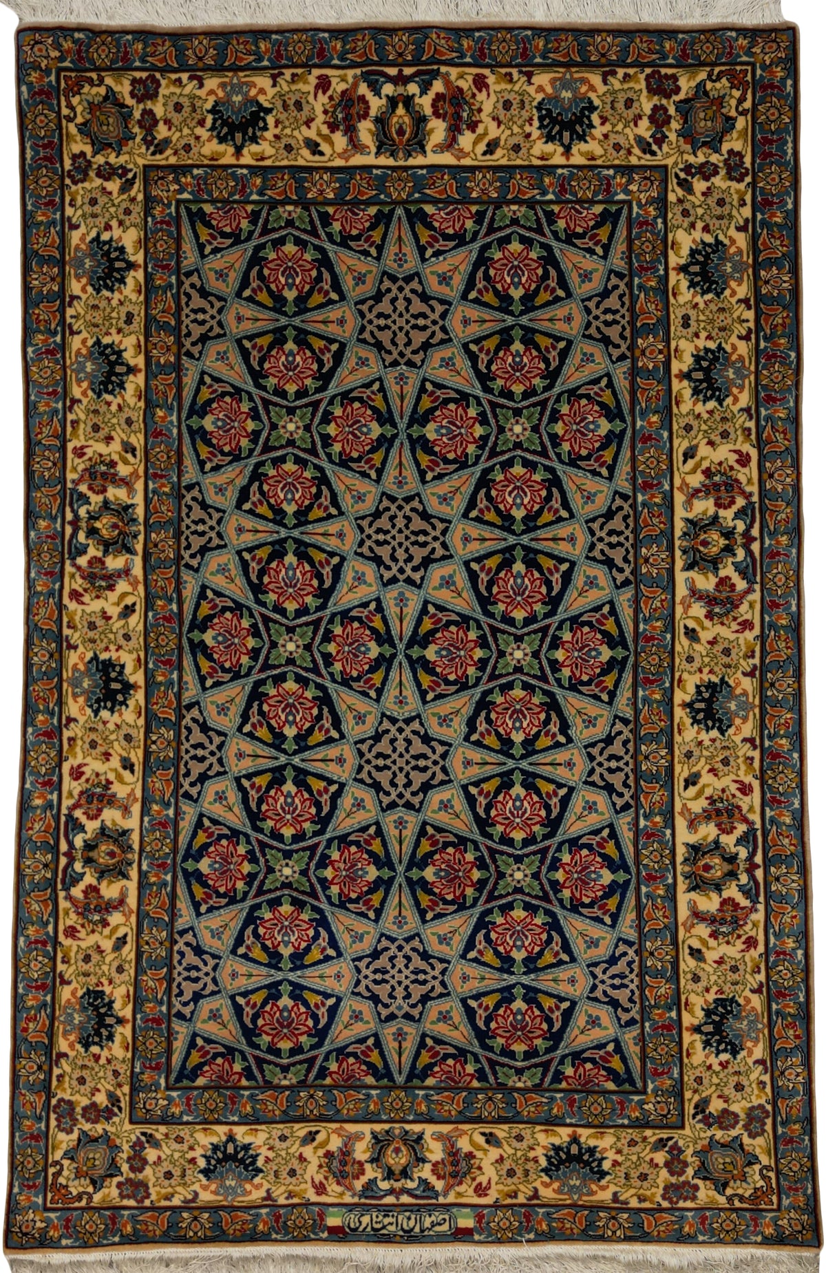 Persian Isfahan Rug | 3' 4" X 5' 3" | Blue & Ivory Colours | Urban Production