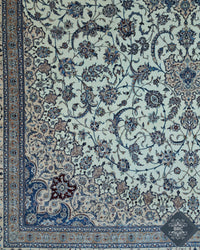 Persian Naeen Rug | 13' 7" X 20' 9" | White & Blue Colours | Extremely Fine | Urban Production