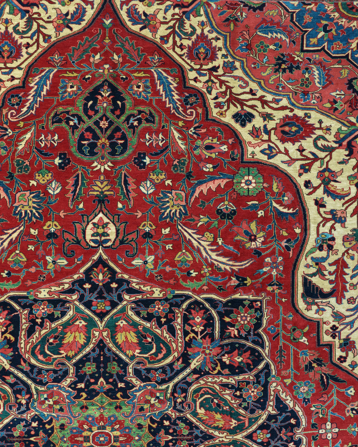 Persian Heriz Rug | 12' 11" X 19' | Red Colour | Geometric Design | Tribal Production