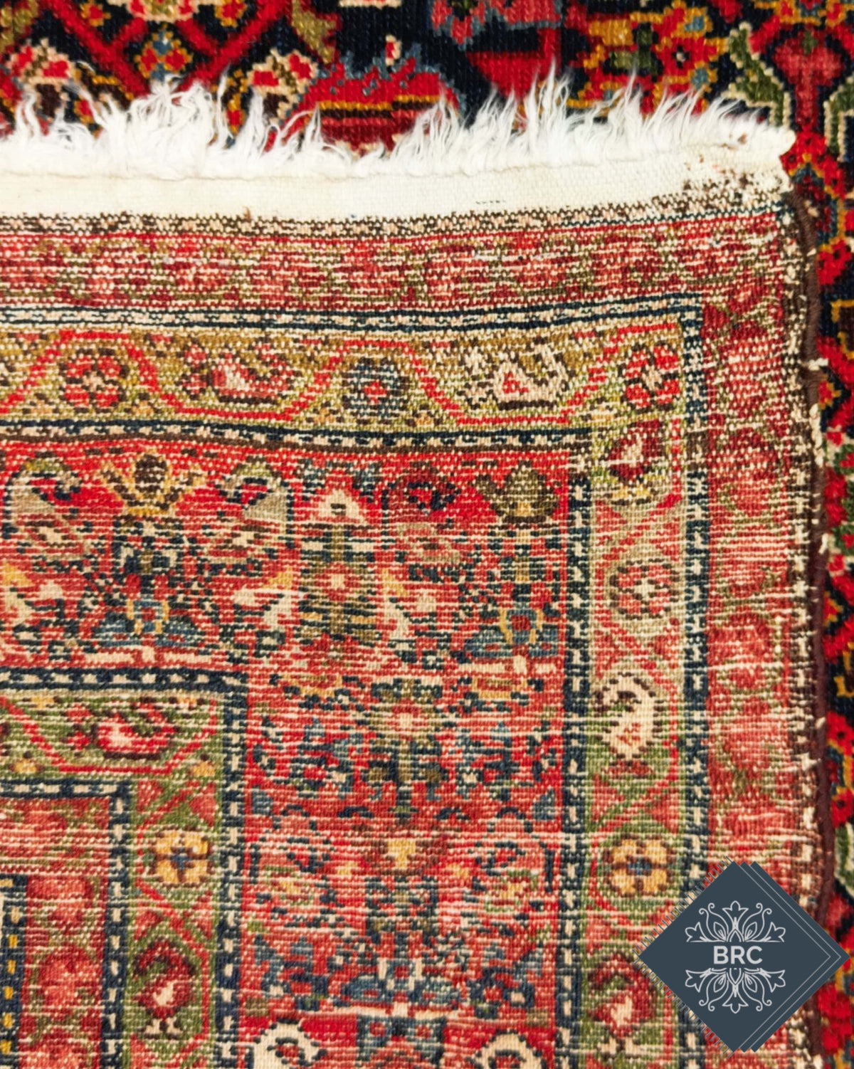 Antique Persian Malayer Rug Circa 1910 | 4' 2" X 6' 2" | Geometric Design | Navy-Blue & Red Colours | Finely Woven | Tribal Production