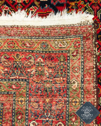 Antique Persian Malayer Rug Circa 1910 | 4' 2" X 6' 2" | Geometric Design | Navy-Blue & Red Colours | Finely Woven | Tribal Production