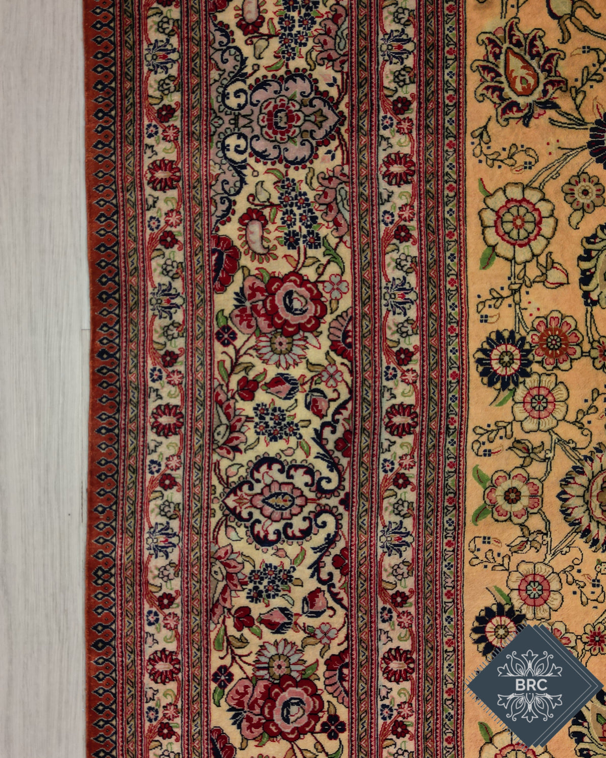 Persian Qom Jamshidi Rug | 6' 7" X 9' 10" | Light Colours | Pure Silk | Extremely Fine | Urban Production