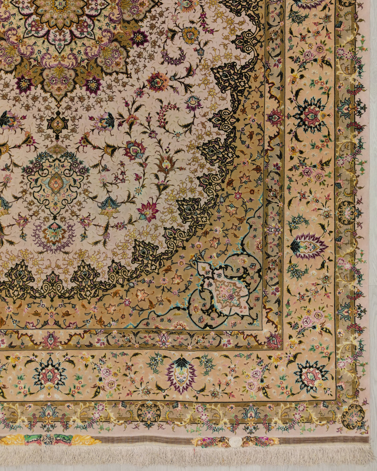 Persian Tabriz Rug | 8' 2" X 11' 6" | Light Colours | Wool & Silk | Extremely Fine | Urban Production