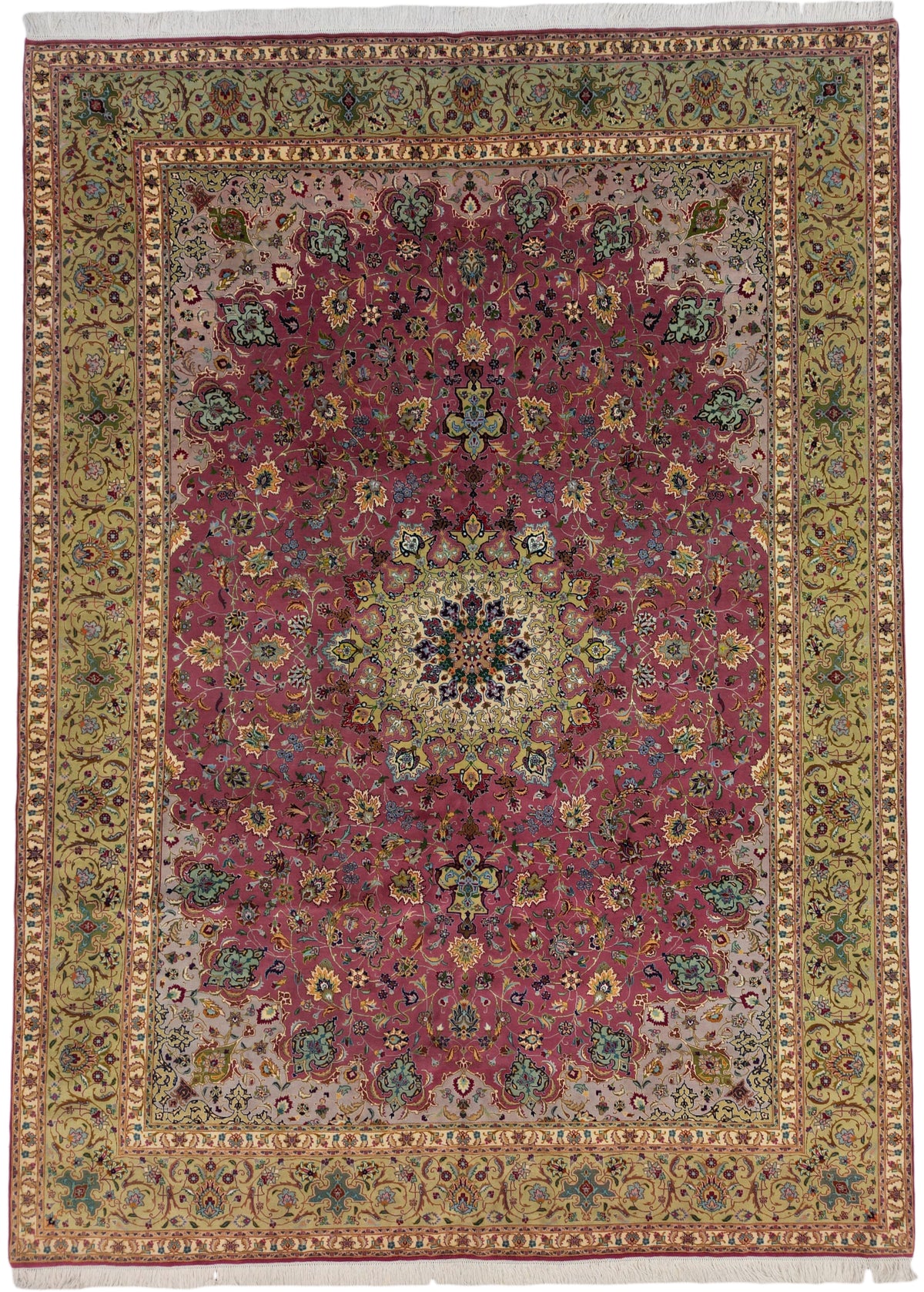 Persian Tabriz Rug | 8' 2" X 11' 2" | Pink & Green Colours | Urban Production