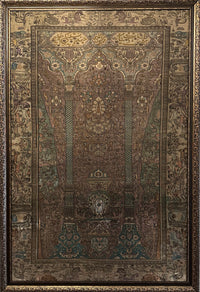 Antique Persian Kashan Mohtasham Rug Circa 1880 | 4' 7" X 6' 9" | Purple & Beige Colours | Finely Woven | Pure Silk | Urban Production