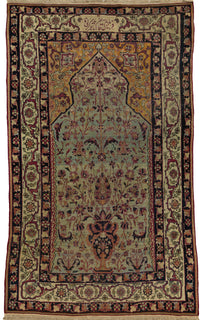 Antique Persian Kerman Ravar/Lavar Rug Circa 1870 | 4' X 6' 8" | Vase Design | Pastel Red Colours | Urban Production