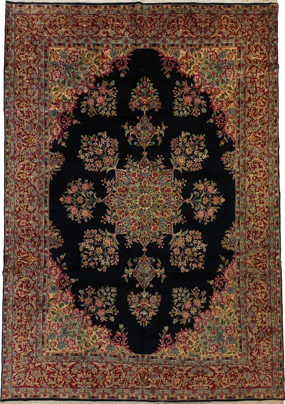 Persian Kerman Rug | 8' 4" X 12' | Navy-Blue & Red Colours | Urban Production