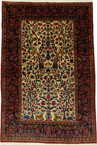 Antique Persian Manchester Kashan Rug Circa 1920 | 6' 3" X 4’ 2” | White & Blue Colours | Urban Production