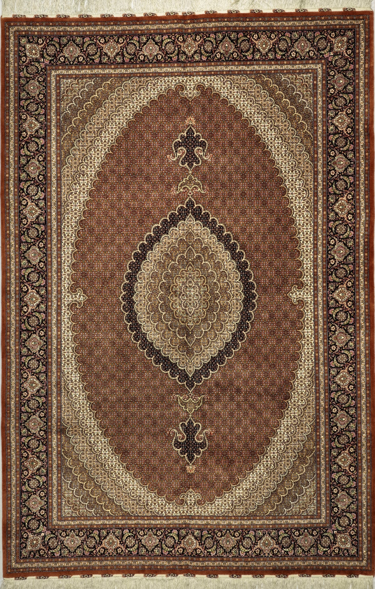 Persian Tabriz Mahi Rug | 6' 7" X 10' 0" | Fish Design | Wool & Silk | Finely Woven | Urban Production