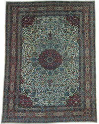 Antique Persian Tabriz Rug Circa 1910 | 12' 8" X 16' 10" | Ardabil Carpet Design | Light Colours | Urban Production