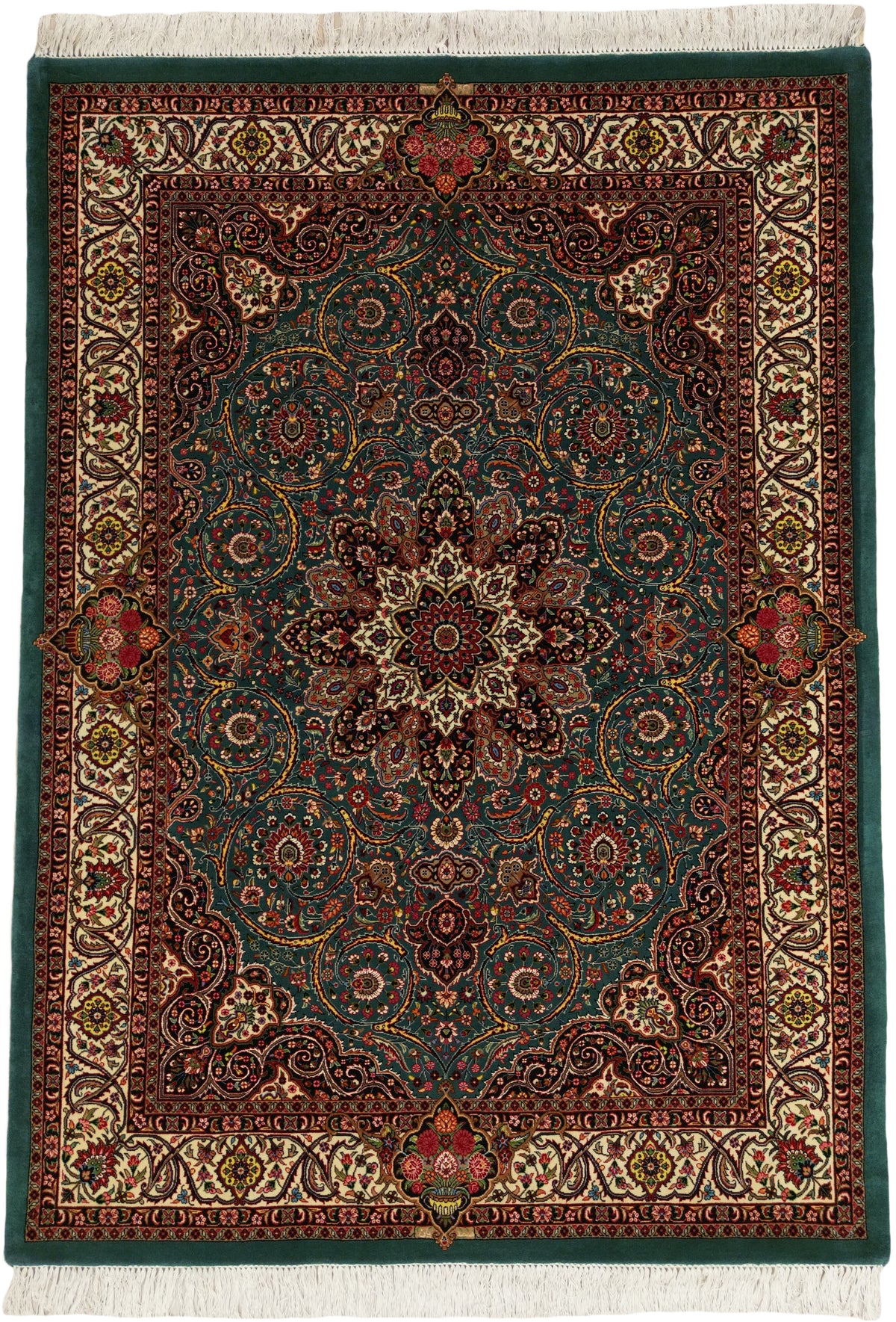 Persian Bijar Rug | 5' 3" X 7' 2" | Aqua-Blue & White Colours | Urban Production