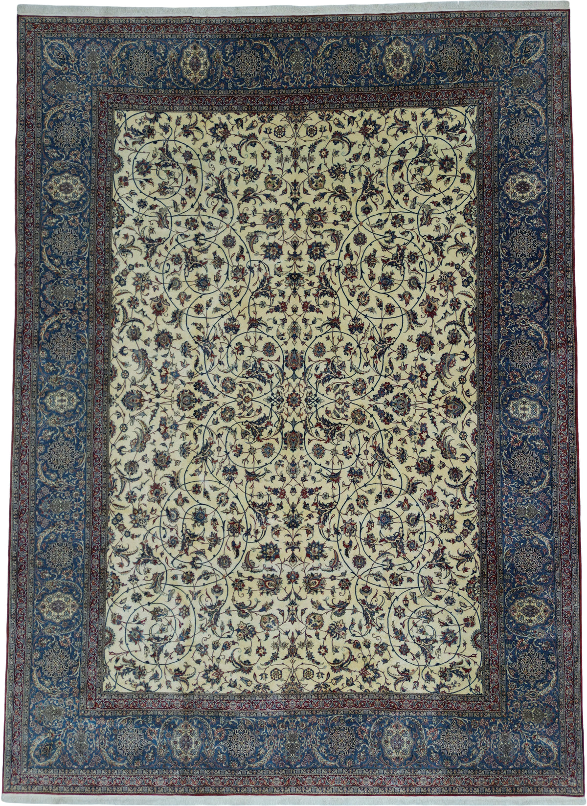 Vintage Persian Nain Tudeshk Rug Circa 1960 | 10' 6" X 13' 9" | Geometric Design | Multi-Colour | Tribal Production