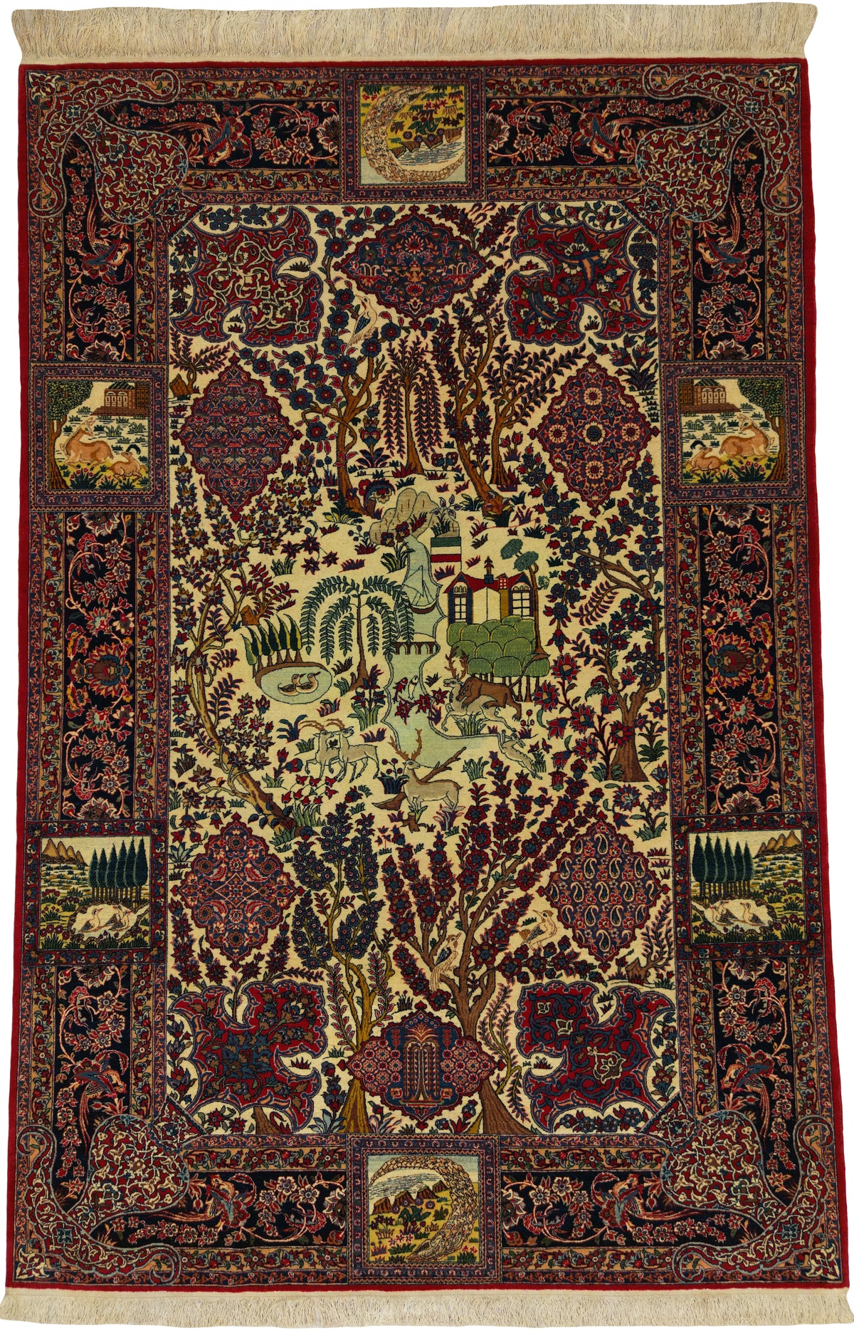 Antique Persian Isfahan Rug Circa 1900 | 4' 7" X 6' 11" | Multi-Colour | Urban Production