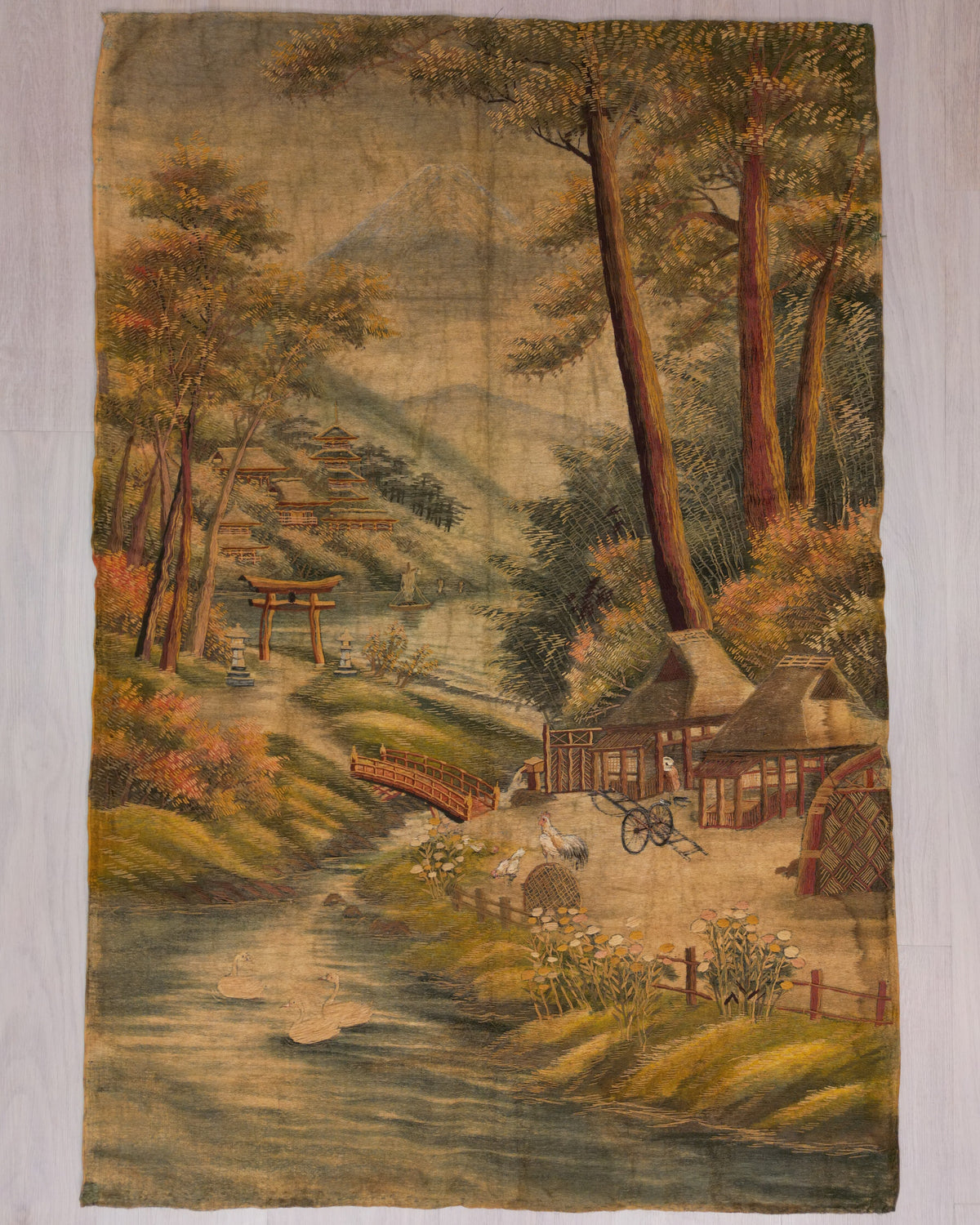 Antique Japanese Tapestry | 3' 10" X 5' 10" | Multi-Colour | Urban Production