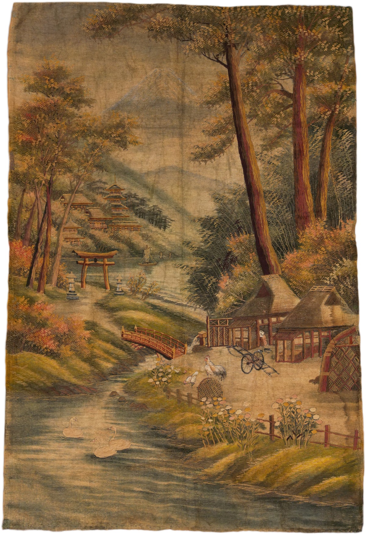 Antique Japanese Tapestry | 3' 10" X 5' 10" | Multi-Colour | Urban Production