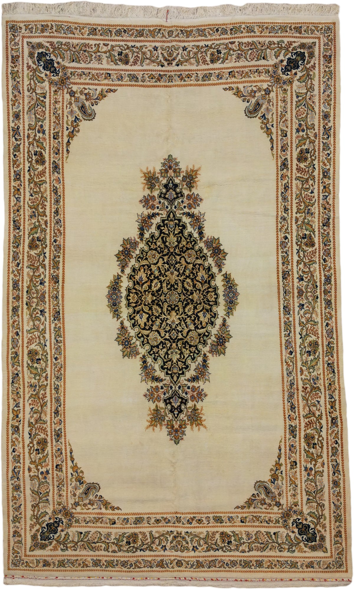 Persian Qom Rug | 6' 7" X 9' 10" | White & Black Colours | Urban Production