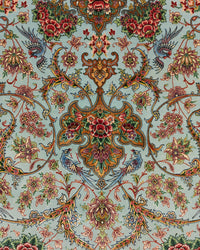 Persian Isfahan Rug | 8' 2" X 12' 2" |Wool & Silk | Extremely Fine | Light Blue & Peach Colours |Floral Medallion Design | Urban Production