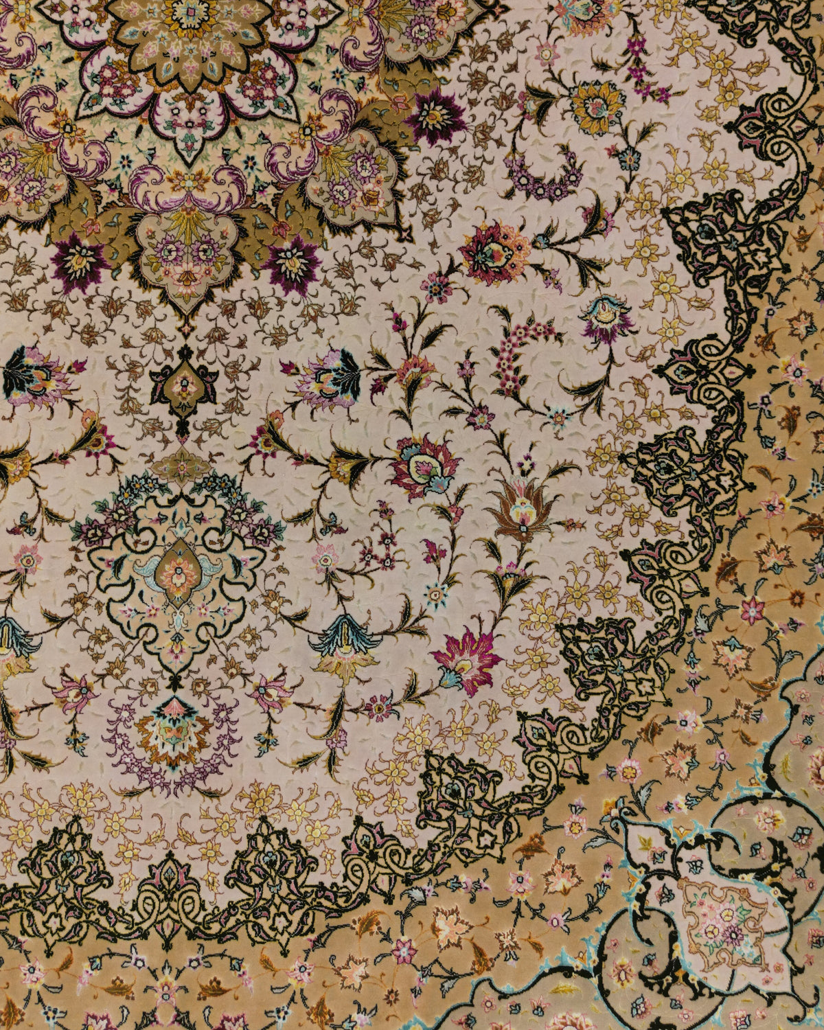 Persian Tabriz Rug | 8' 2" X 11' 6" | Light Colours | Wool & Silk | Extremely Fine | Urban Production