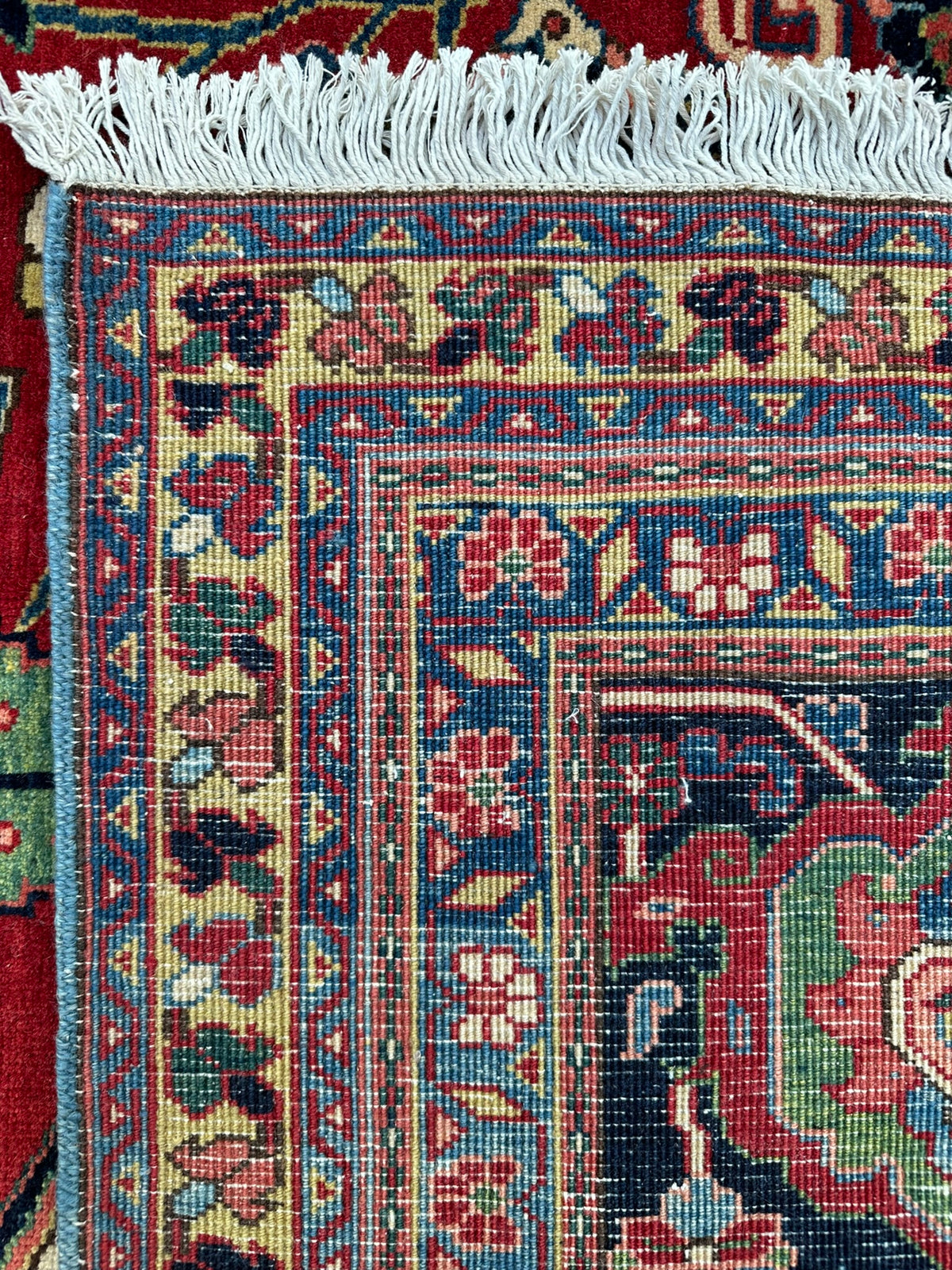 Persian Heriz Rug | 12' 11" X 19' | Red Colour | Geometric Design | Tribal Production