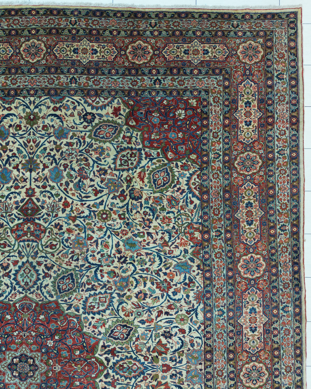 Antique Persian Tabriz Rug Circa 1910 | 12' 8" X 16' 10" | Ardabil Carpet Design | Light Colours | Urban Production