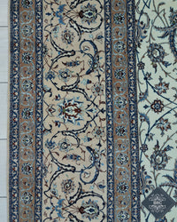 Persian Naeen Rug | 13' 7" X 20' 9" | White & Blue Colours | Extremely Fine | Urban Production