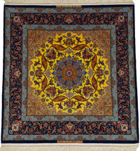 Persian Isfahan Rug | 6' 7" X 6' 9" | Yellow & Blue Colours | Urban Production