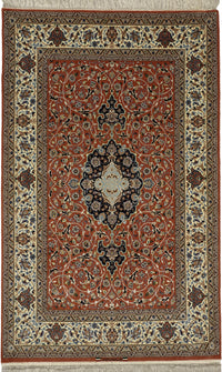 Persian Isfahan Rug | 5' 2" X 8' 3" | Coral & White Colours | Urban Production