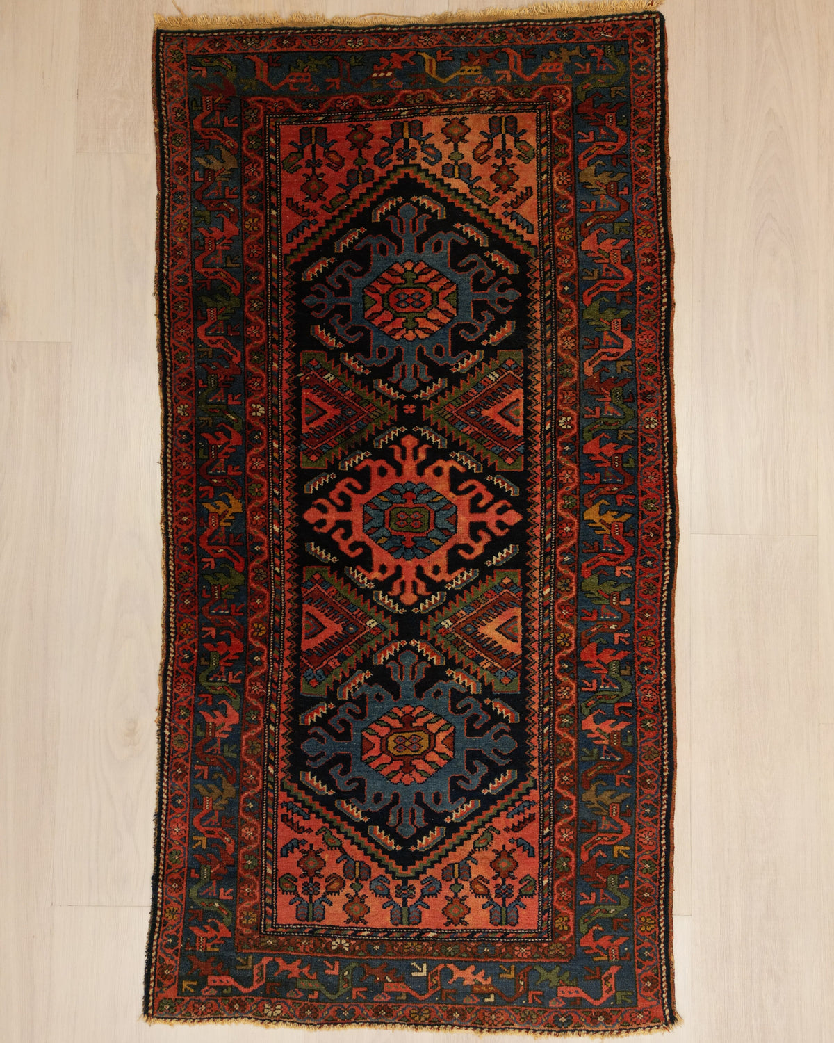 Vintage Persian Malayer Rug Circa 1940 | 3' 5" X 6' 6" | Multicolour | Geometric Design | Tribal Production