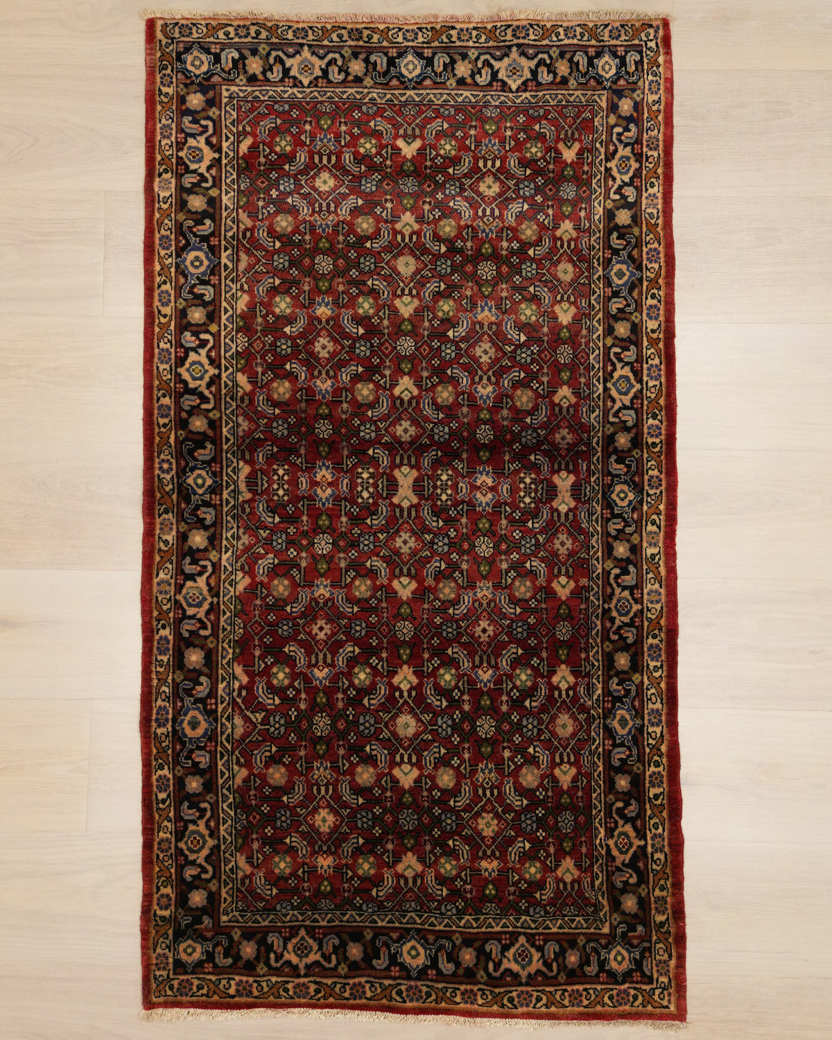 Persian Hamadan Rug | 3' 5" X 6' 3" | Red Colour | Herati Motif | Tribal Production