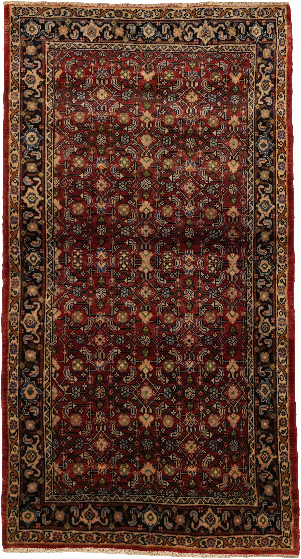 Persian Hamadan Rug | 3' 5" X 6' 3" | Red Colour | Herati Motif | Tribal Production