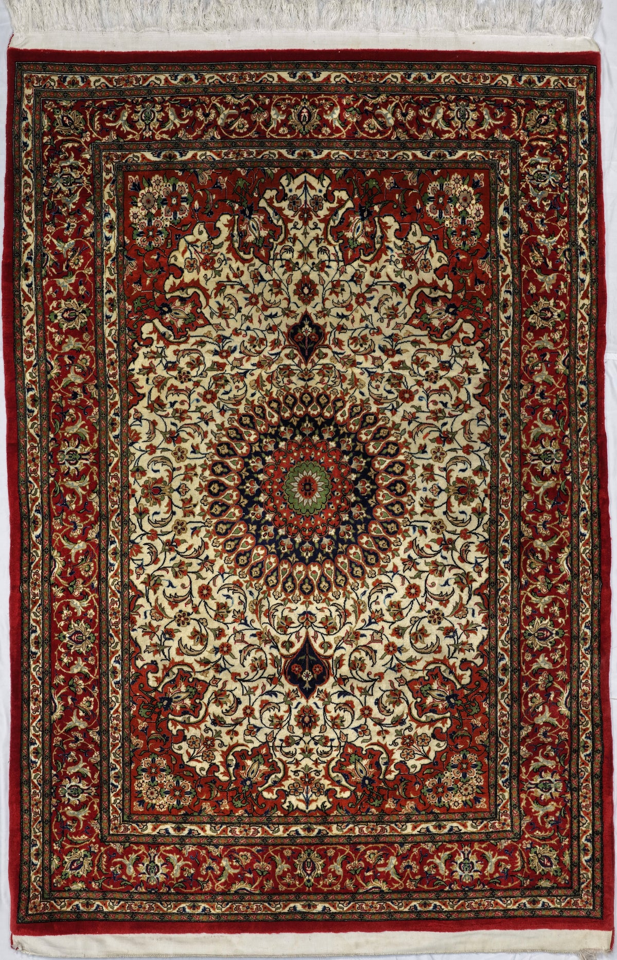 Persian Qom Rug | 4' 7" X 6' 8” | Cream & Orange Colours | Urban Production
