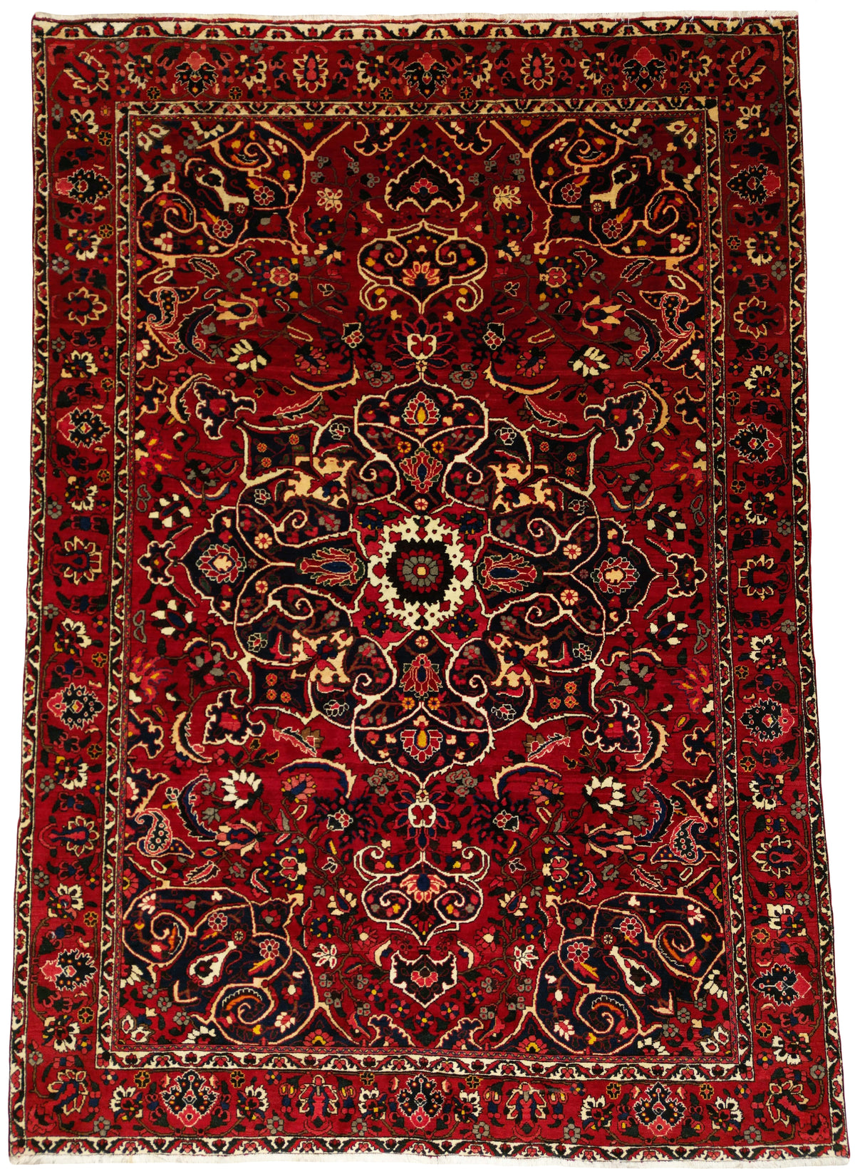 Persian Bakhtiar Rug | 8' 2" X 11' 5" | Red Colour | Medallion Design | Tribal Production