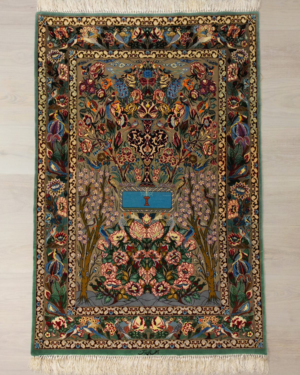 Persian Isfahan Rug | 3' 10" X 5' 9" | Multicolour | Tree of Life Design | Urban Production