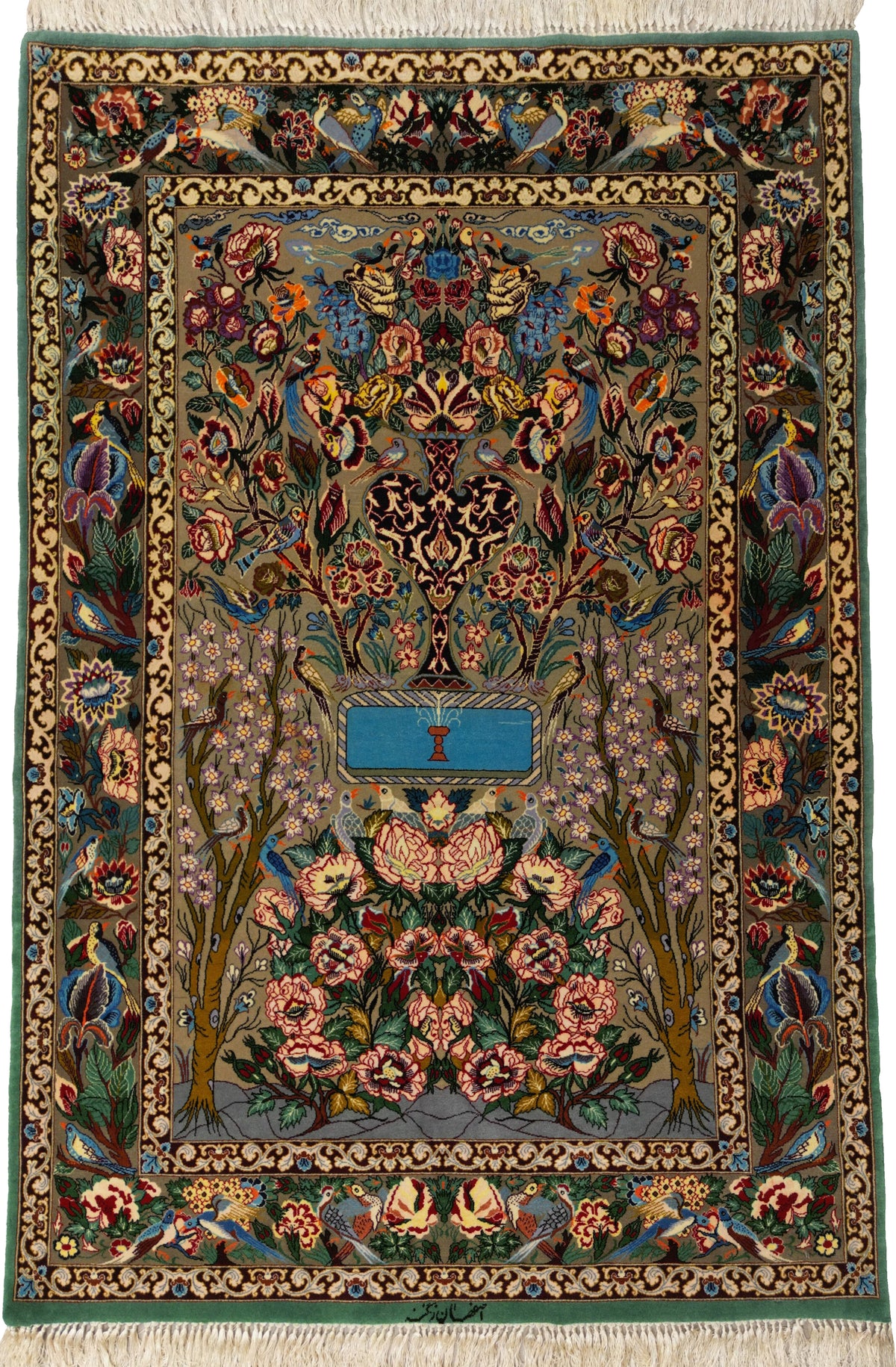 Persian Isfahan Rug | 3' 10" X 5' 9" | Multicolour | Tree of Life Design | Urban Production