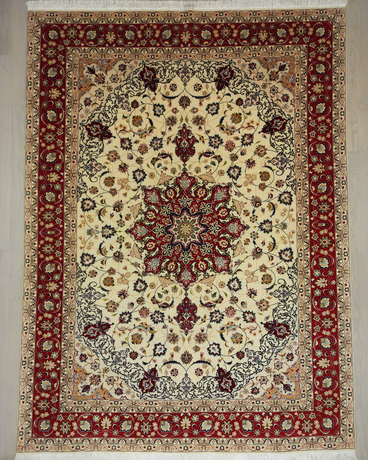 Persian Tabriz Rug | 8' 6" X 11' 0" | Red & Beige Colours | Medallion Design | Urban Production
