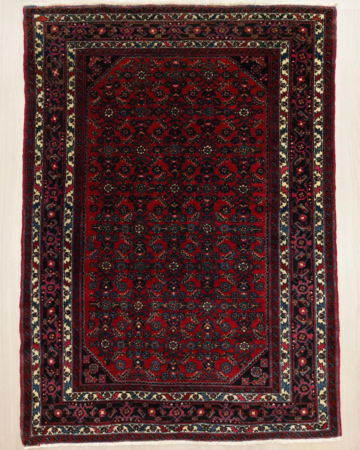 Vintage Persian Engelass Rug Circa 1950 | 4' 6" X 6' 3" | Red Colour | Herati Motif | Tribal Production