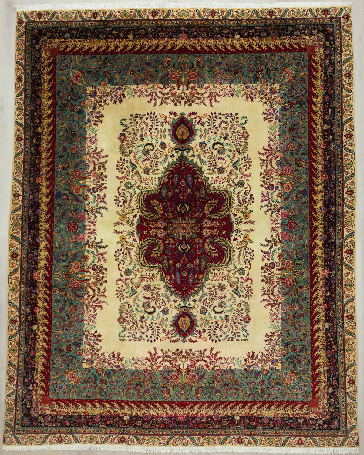 Vintage Persian Tabriz Rug Circa 1940 | 10' 0" X 12' 7" | Multicolour | Floral Medallion Design | Urban Production