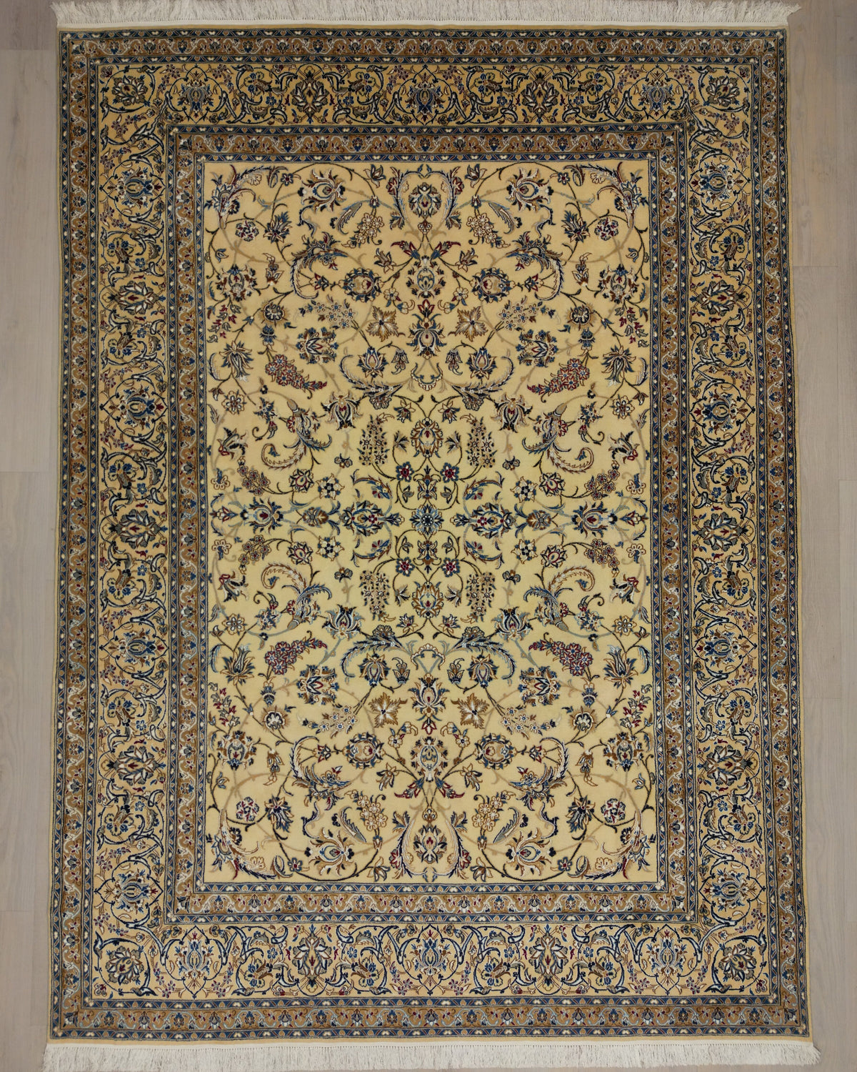 Persian Nain Rug | 8' 6" X 11' 6" | Light Colours | Floral Allover Design | Urban Production
