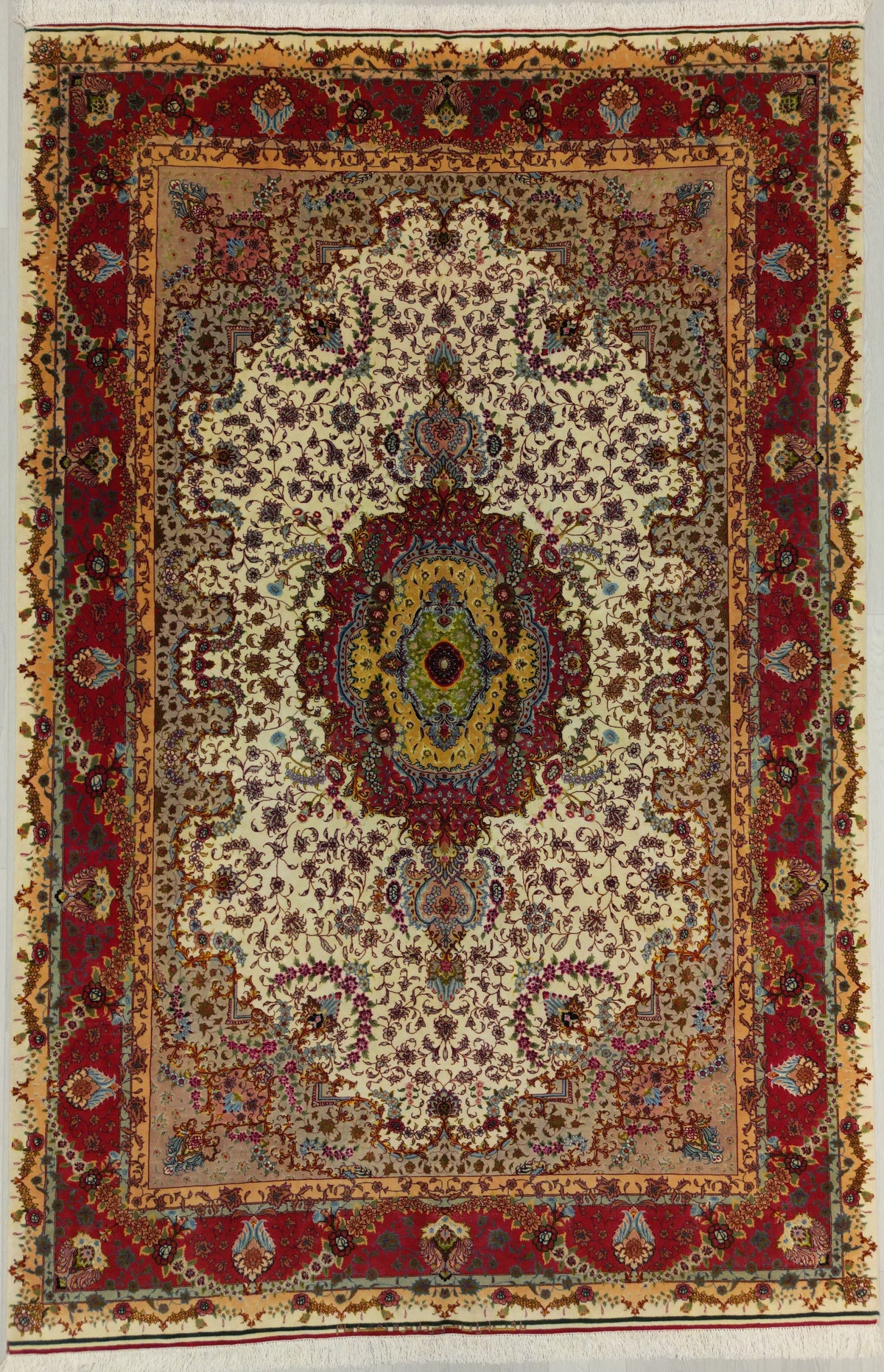 Persian Tabriz Rug | 6' 8" X 10' 1" | Cream & Pink Colours | Urban Production