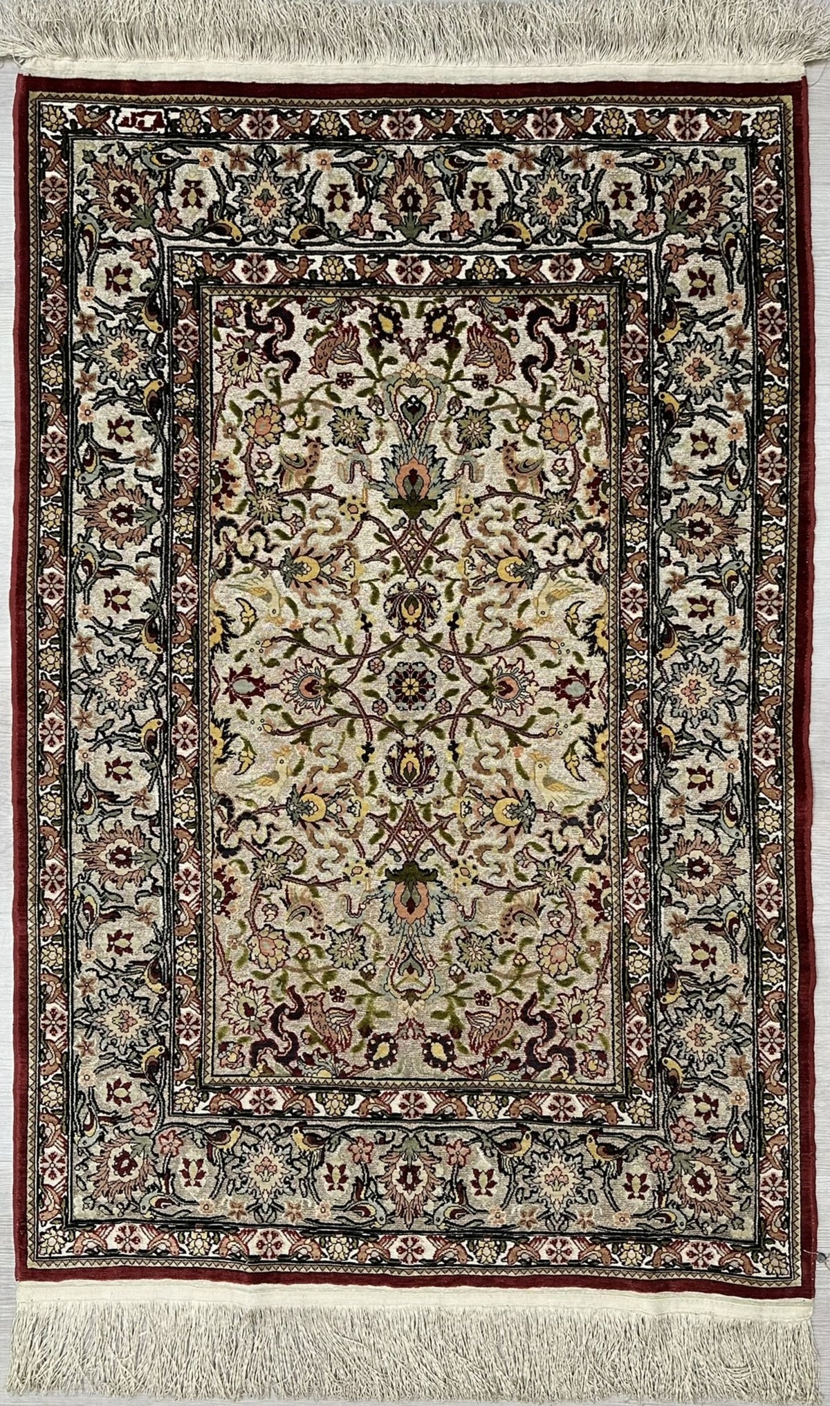 Vintage Turkish Hereke Rug Circa 1990 | 2' 8" X 3' 12" | Light Colours | Floral Allover Design | Urban Production