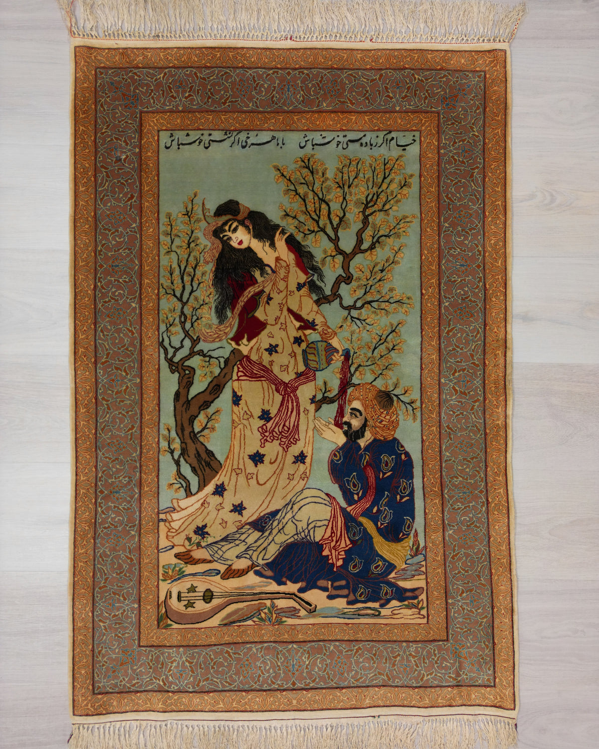 Persian Isfahan Rug | 3' 5" X 5' 1" | Multicolour | Omar Khayyam Design | Urban Production