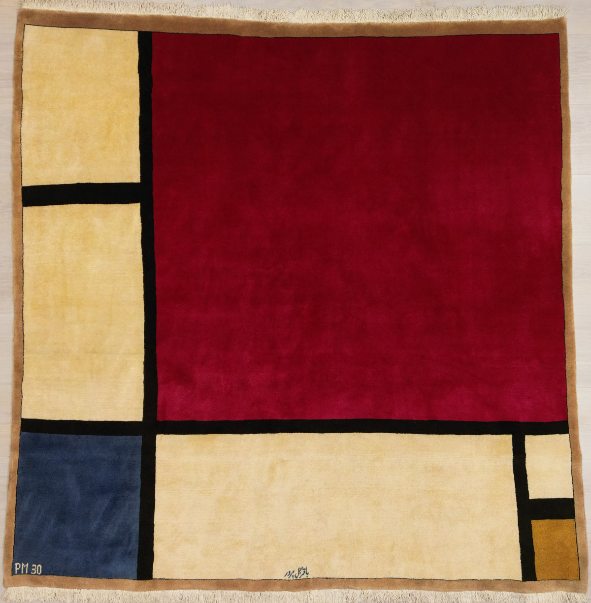 Persian Mashhad (Piet Mondrian Design) Rug | 6' 5" X 6' 7" | Multicolour | Mondrian Design | Urban Production
