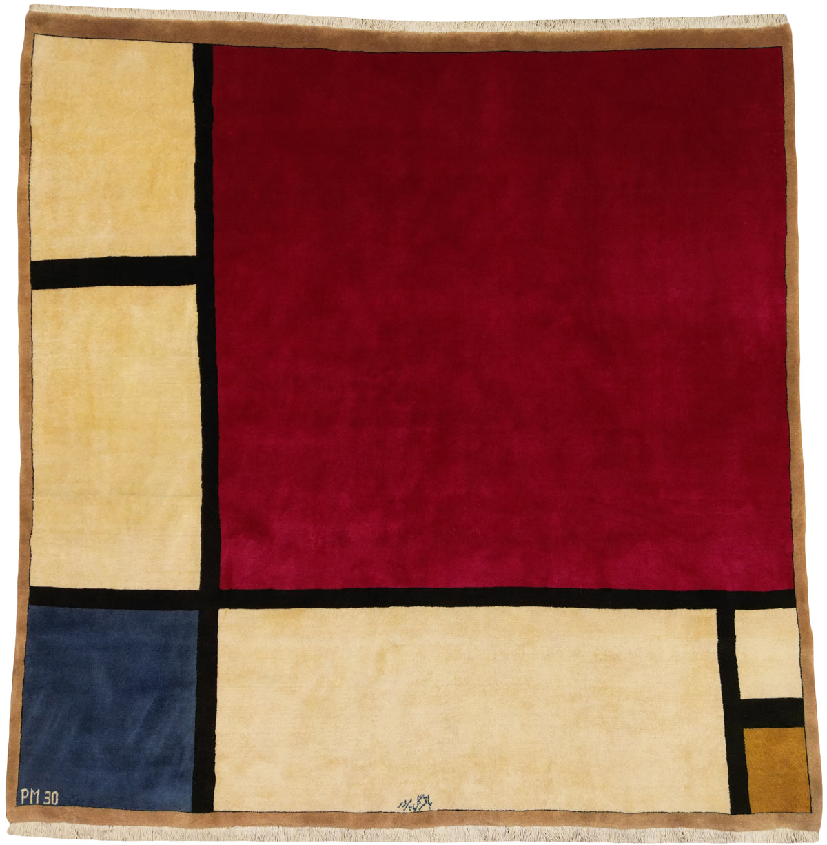 Persian Mashhad (Piet Mondrian Design) Rug | 6' 5" X 6' 7" | Multicolour | Mondrian Design | Urban Production