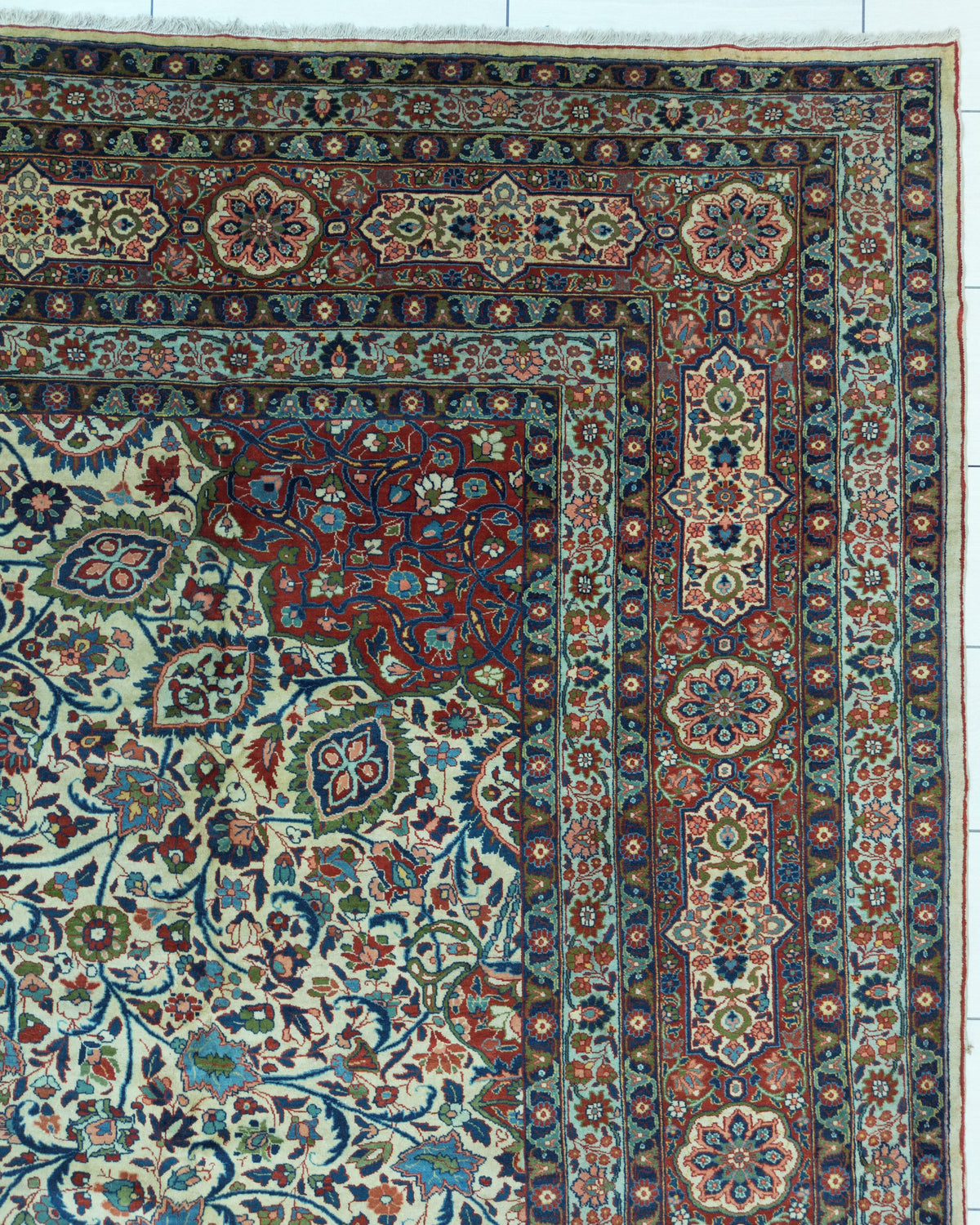 Antique Persian Tabriz Rug Circa 1910 | 12' 8" X 16' 10" | Ardabil Carpet Design | Light Colours | Urban Production