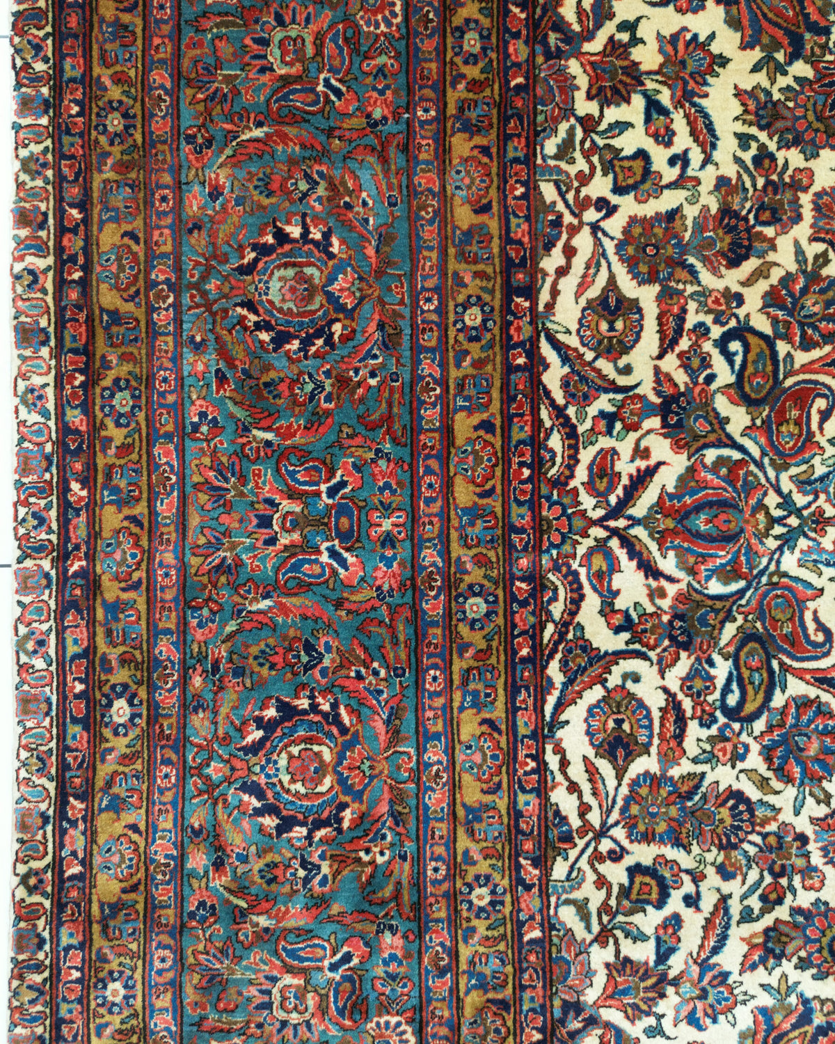 Antique Persian Qazvin Rug Circa 1910 | 11' 4" X 21' 6" | White & Blue Colours | Urban Production