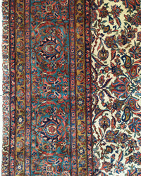 Antique Persian Qazvin Rug Circa 1910 | 11' 4" X 21' 6" | White & Blue Colours | Urban Production